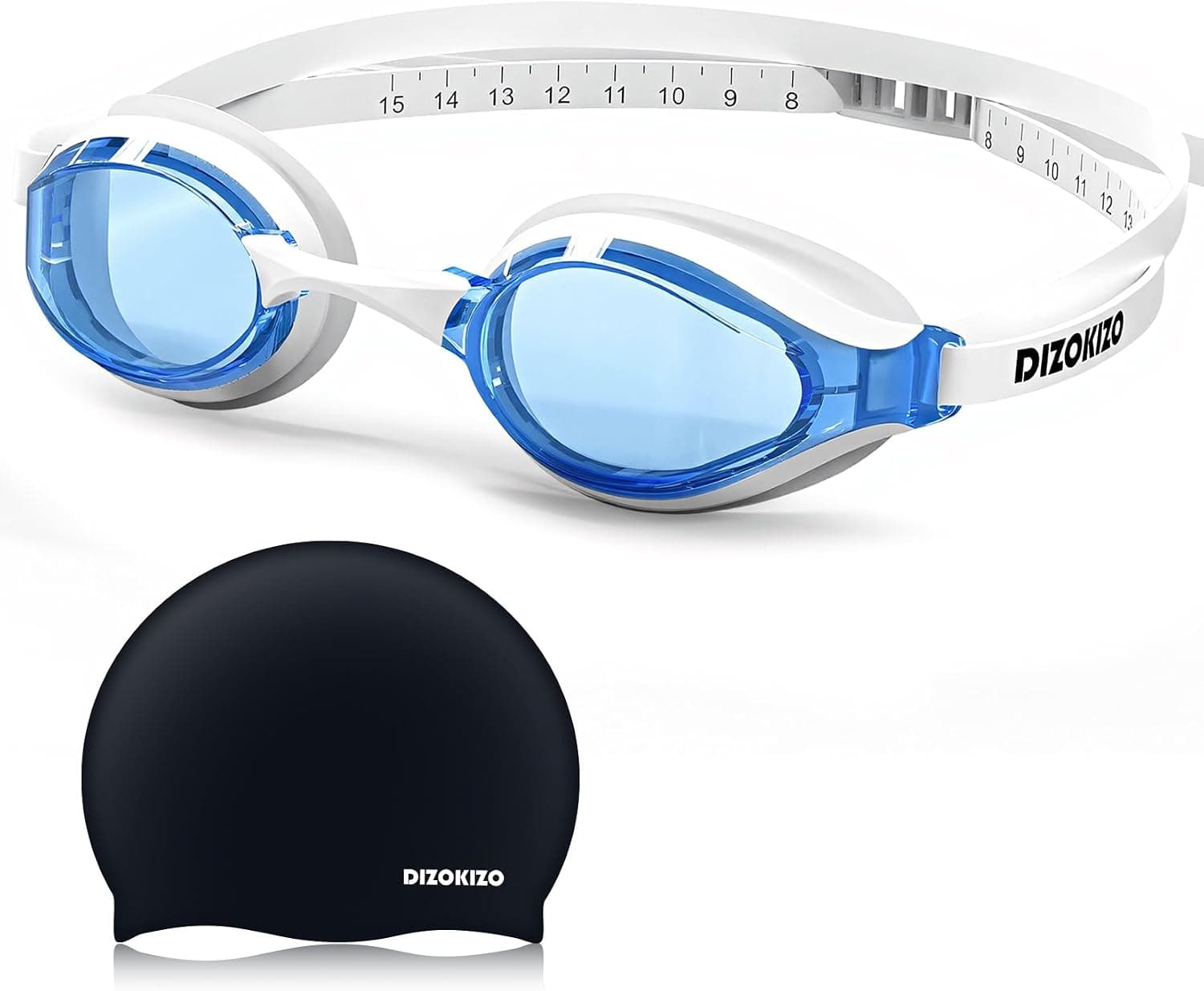 Lunettes de Natation Bonnet de Bain,Sans Fuite, Lunettes de plongée Anti buée, Protection UV, Lunettes de Piscine pour Unisex Adulte Homme Femme