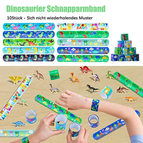 Liangding Dinosaure Party Jouet Anniversaire, 68 Pièces Pinata Dinosaure Cadeau avec Dinosaure Sacs Cadeaux Bracelets à Claquer Porte-clés et Tatouage Dinosaure Autocollants pour Enfants Faveurs Fête