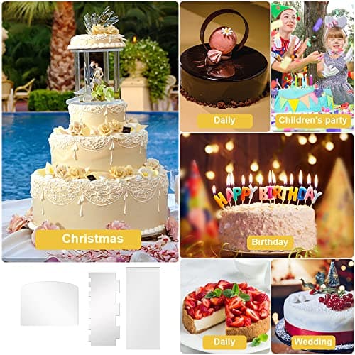 AFASOES 3Pcs Grattoir à Gâteau en Acrylique Transparent Peignes de Décoration de Gâteau Decoration DIY Cake Scraper Gâteau Grattoir Peigne Grattoir à Gâteau en Acrylique pour Crème Gâteau Pâtisserie