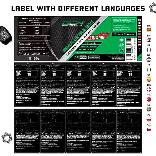 BCAA Ultra Caps - 365 gélules avec un dosage élevé de 1100 mg par gélule - Premium : rapport puissant 8:1:1 - Leucine, L-Isoleucine, L-Valine - Acides aminés essentiels à chaîne ramifiée