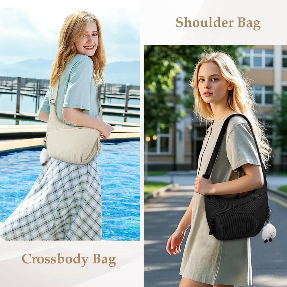 Aucuu Sac à Bandoulière, Grand Sac à Bandoulière, Sacs à Main avec Pendentif Nuage, Sacs Hobo Large Lanière avec Sangle Ajustable pour Femme