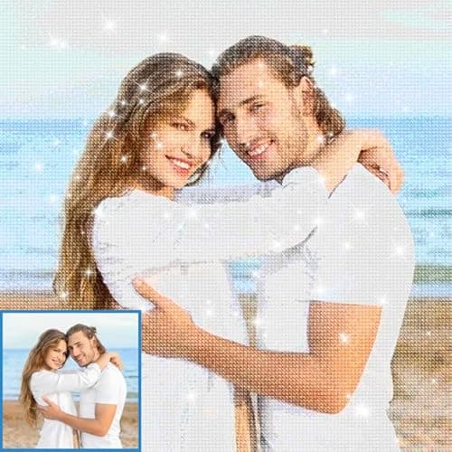 JIOJOG Diamond Painting Personnalisé Photo,Peinture Diamant Personnalisé Kit,Custom 5D Diamant Peinture,Broderie Diamant Personnalisé,Full Drill Painting Diamant Personnalisé Mur Décor