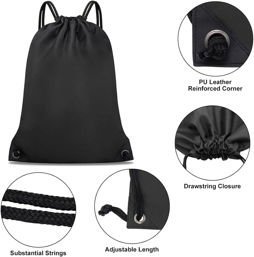 Sac à dos à Cordon de Serrage pour Sport, Natation, Piscine, Basket-ball, Plage (Noir)