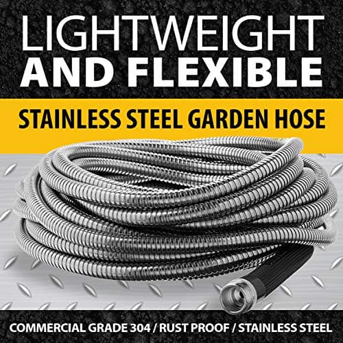 BIONIC STEEL Tuyau d'arrosage en métal de 50 pieds en acier inoxydable 304 – Raccords en aluminium super résistants et flexibles, légers, résistants à l'écrasement, sans nœuds et anti-torsion