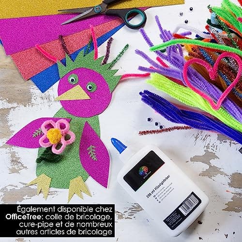 OfficeTree 35x Papier Pailleté A4 250g/m2 - 15 Couleurs - Feuille Pailletée de Bricolage et Scrapbooking - Non Autocollant - Papier Cartonné Pailleté - Papier Brillant - Papier Decoratif