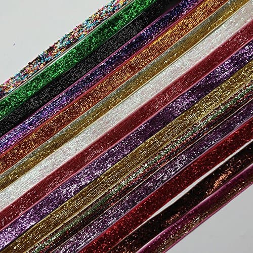 18,3 m de rubans à cheveux Chenkou Craft en velours et paillettes, couleurs assorties, 10 mm. nœuds décoratifs pour cheveux