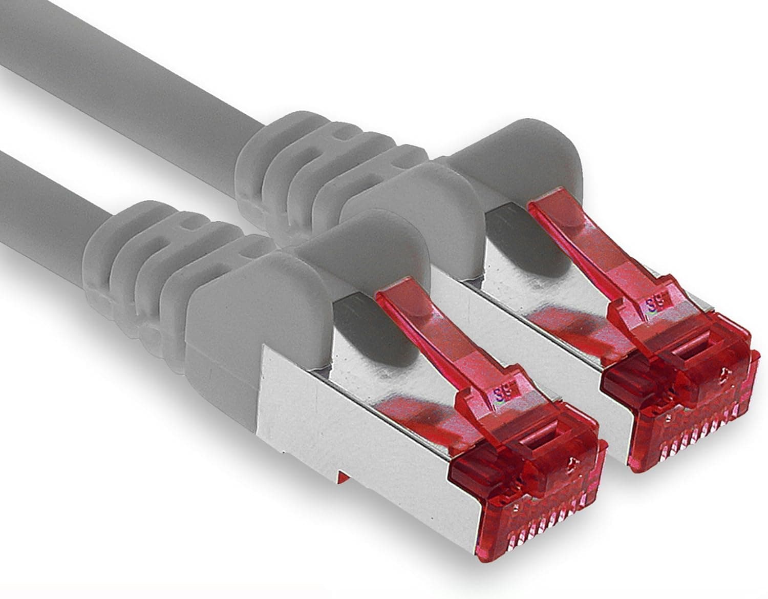 1aTTack.de - 1x 1m câble patch CAT6 S/FTP blindage PIMF câble réseau CAT.6 RJ45 câble Ethernet routeur LAN DSL commutateur modem panneau de brassage - gris - 1 pièce