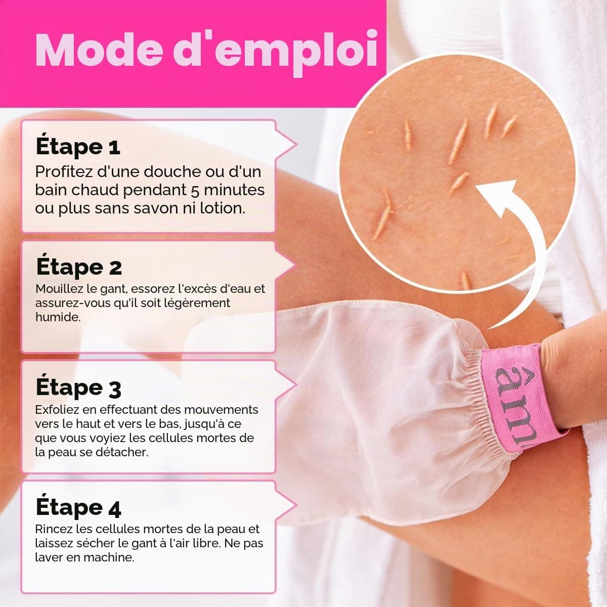 âme pure® So Silky MittTM Gant exfoliant en soie pure pour le corps - Gant pour peau lisse - Hammam