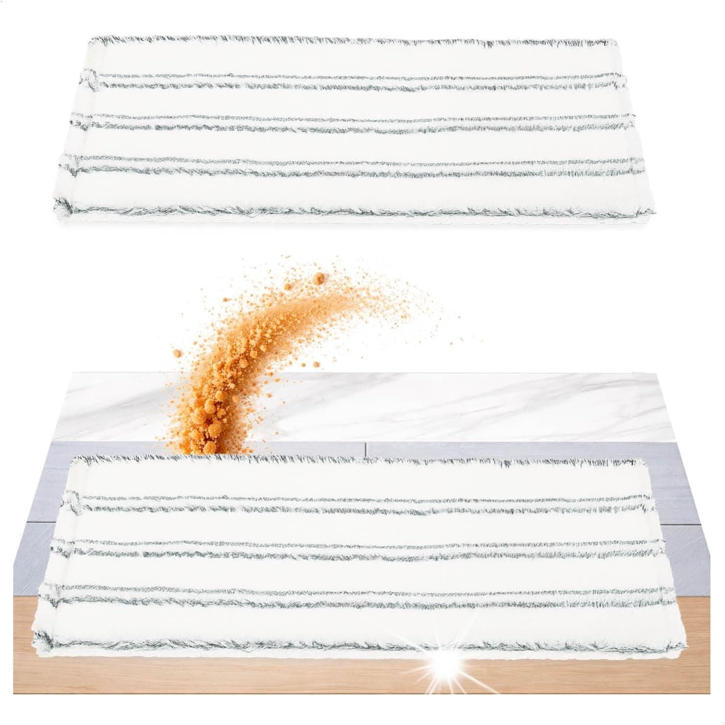 COM-FOUR® Lot de 2 Housses en Microfibre, Pad pour Balai de 42 cm, Couvre-serpillère pour Tous Types de sols, Lavable en Machine à 60 degrés, Chiffon Durable (2 pièces - Blanc/Gris)