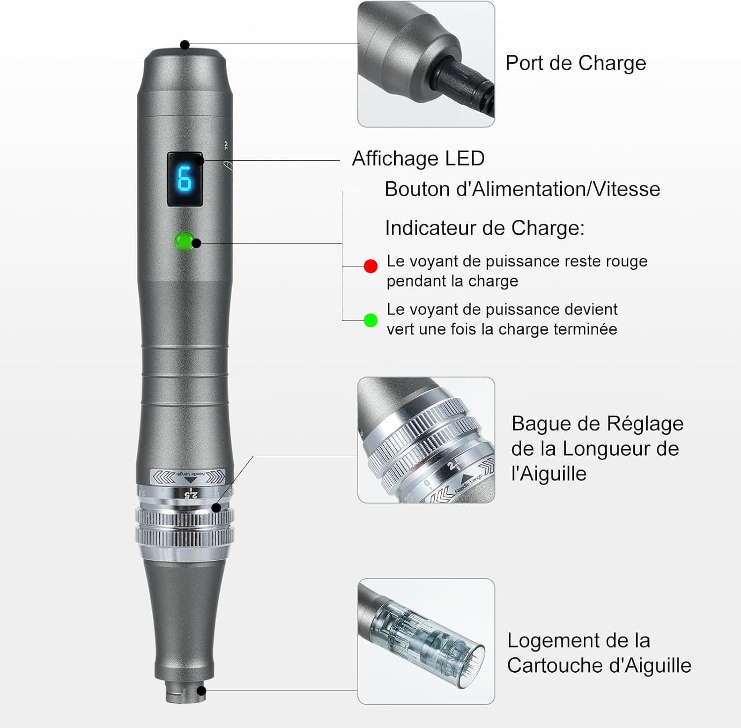 Dr. Pen Ultima M8 Stylo Microneedling Beauté Sans Fil avec 8 Cartouches