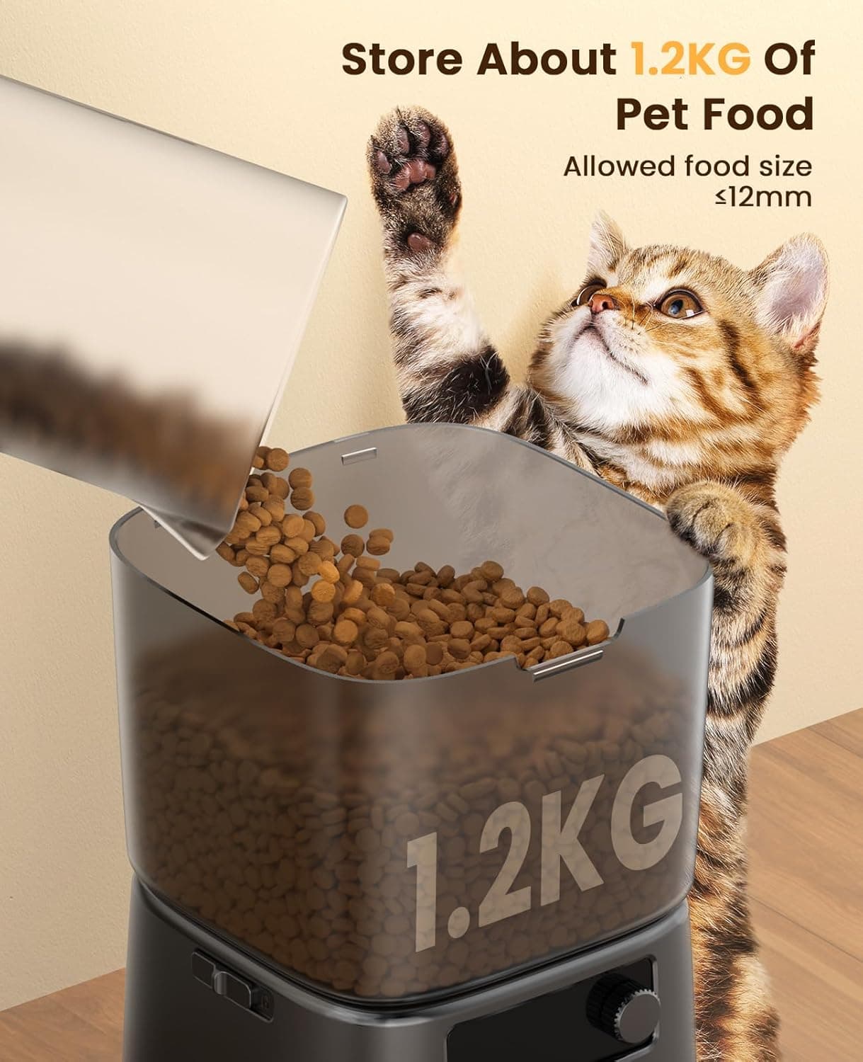 oneisall Distributeur Croquettes Chat Automatique, Gamelle Automatique 3.5L | Distributeur de Nourriture pour Chat/Chien, 1-6 Repas/Jour, Double Alimentation, Mangeoire Automatique à Un Bouton, Bol Inox