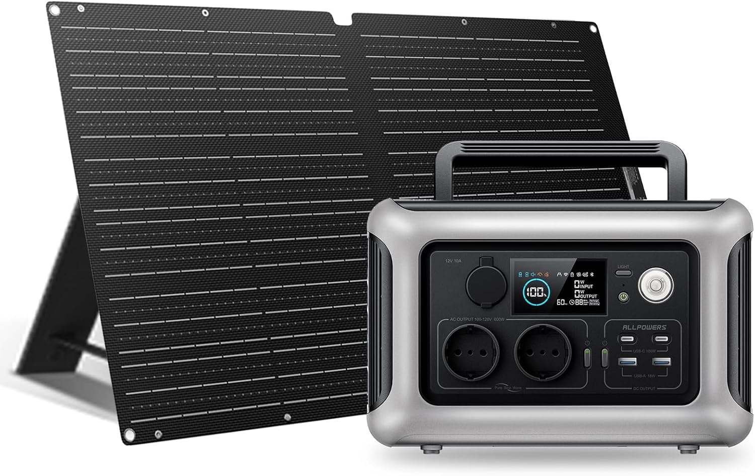 ALLPOWERS R600 Station électrique portable avec panneau solaire 100W