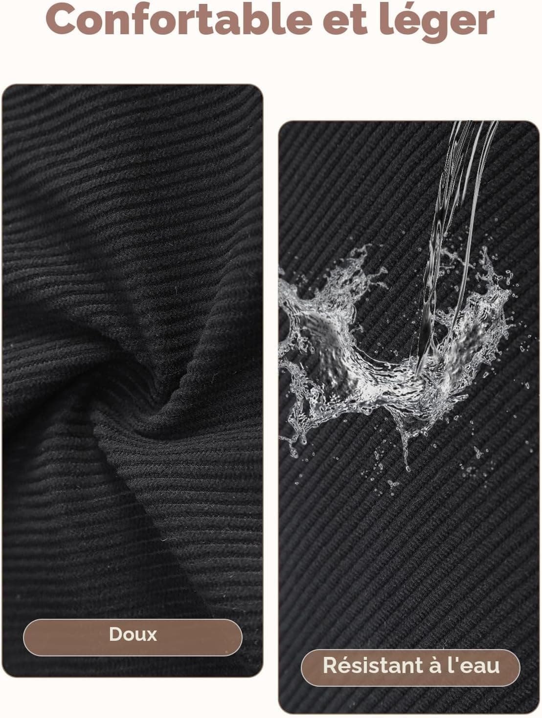 Lekesping Sac Fourre-Tout Femme Grand en Velours Côtelé, Bandouliere Cabas avec Fermeture Éclair et Poches, Léger Sac a Main Ordinateur 17 Pouces pour Voyage Shopping Université et Usage Quotidien