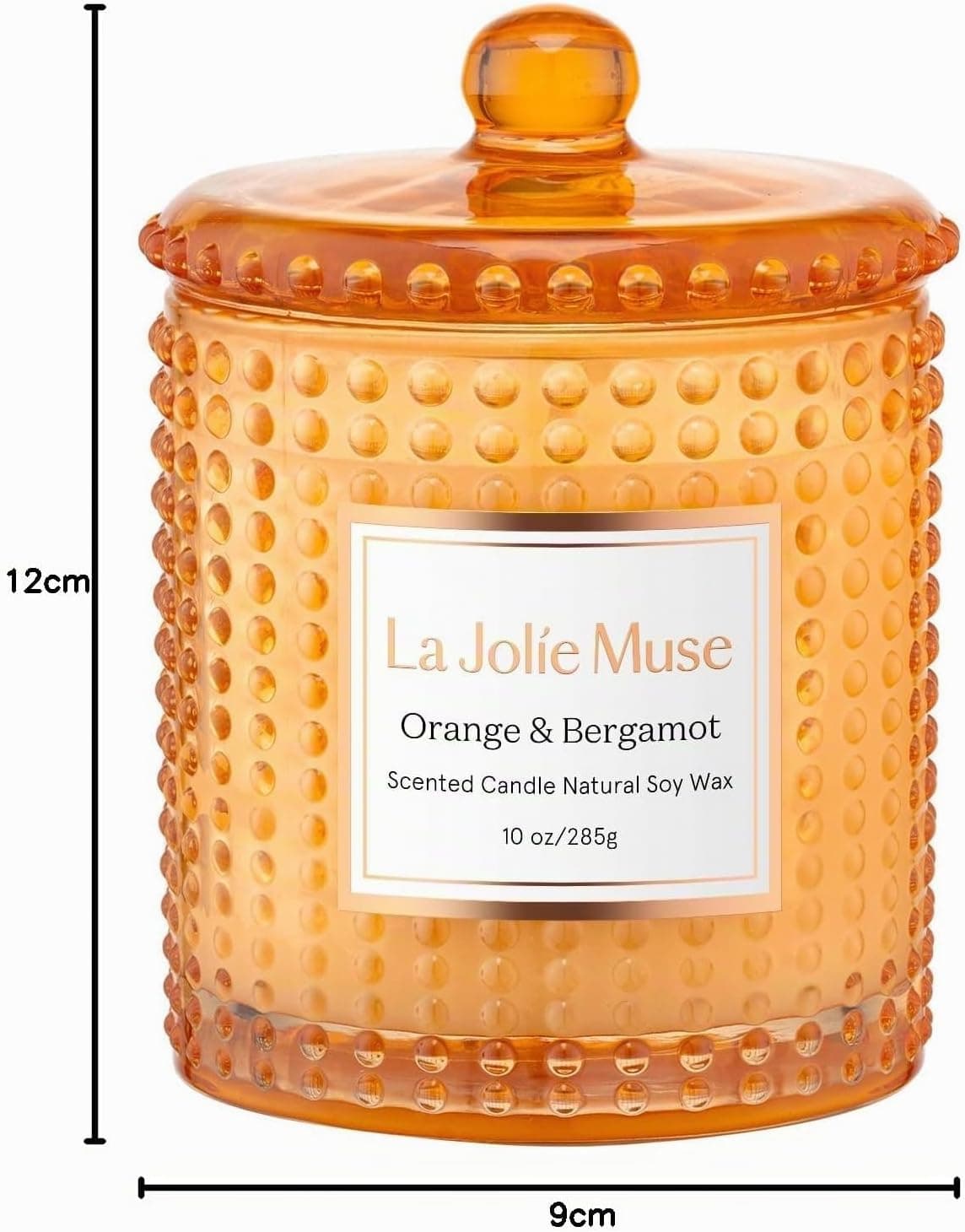 LA JOLIE MUSE Bougie Parfumée à la Bergamote et l’Orange, Bougies Orange pour une Maison Parfumée, Bougie aux Agrumes, Bougies en Soja Naturel, Pot à Bougie Haut de Gamme, 75 heures, 285 g