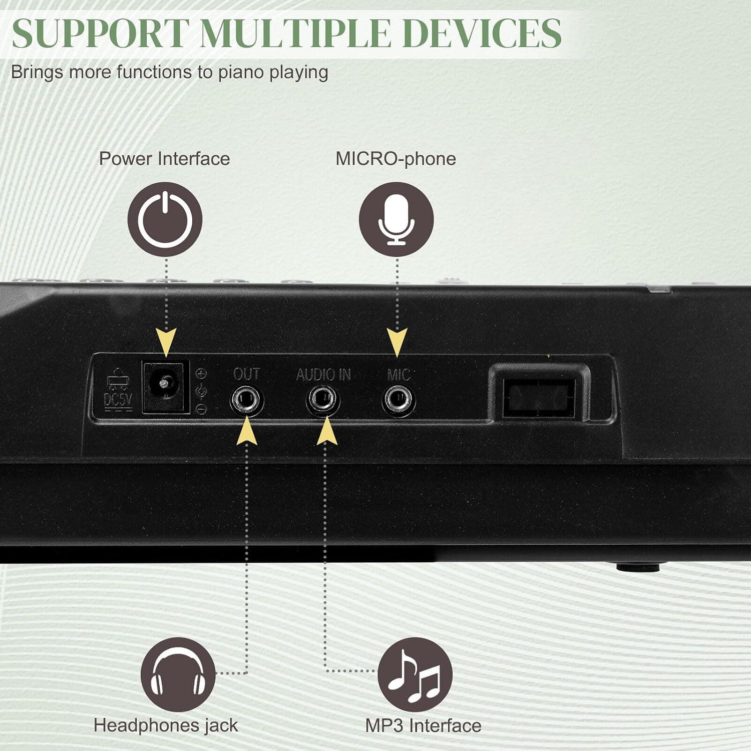 LEADZM Clavier Piano 61 Touches, Piano Numérique avec Support de Clavier, Banc de Piano, Pupitre, Casque, Microphone, Écran LED, 3 Modes D'apprentissage pour Débutants (Noir)