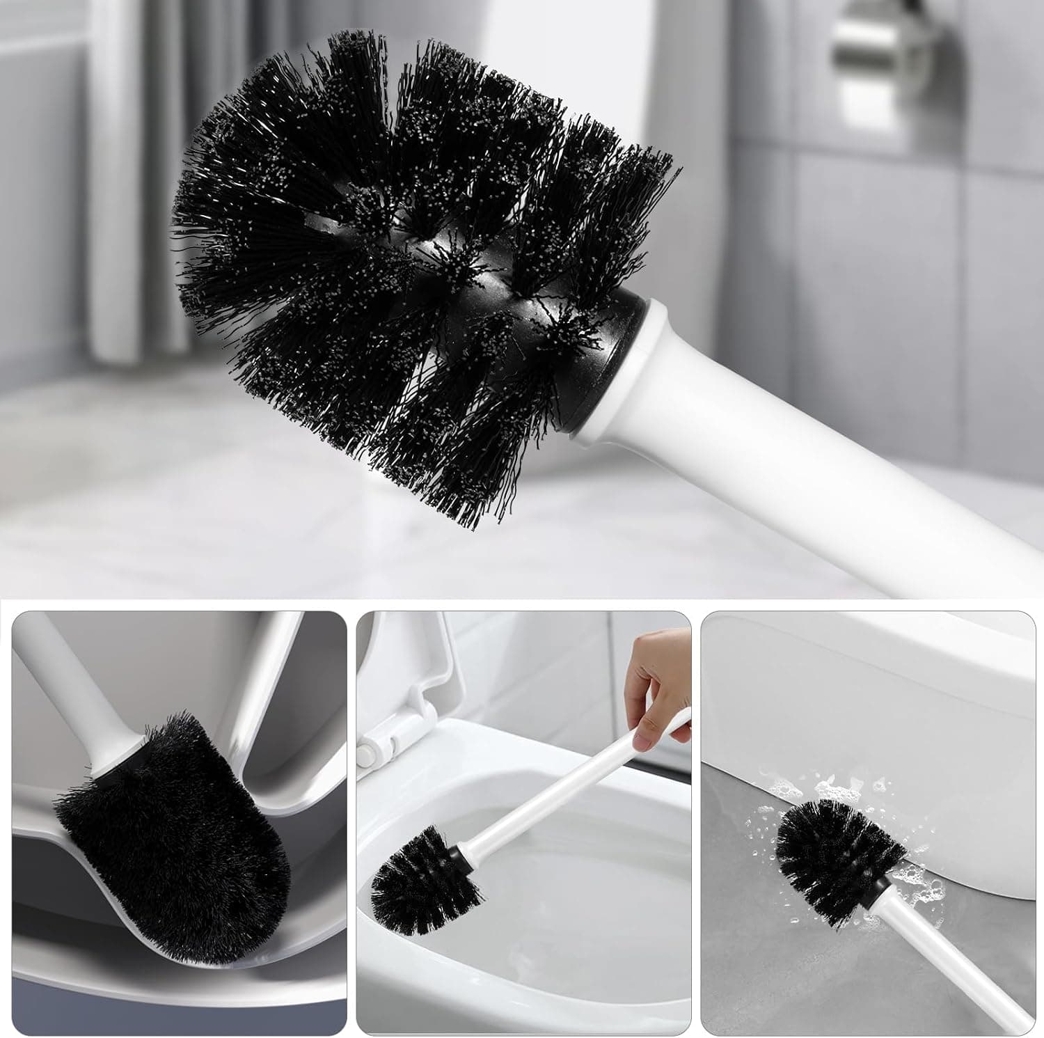 Carehabi Brosse WC avec Support - pour hôtel, hygiène dans la Salle de Bain - Blanc