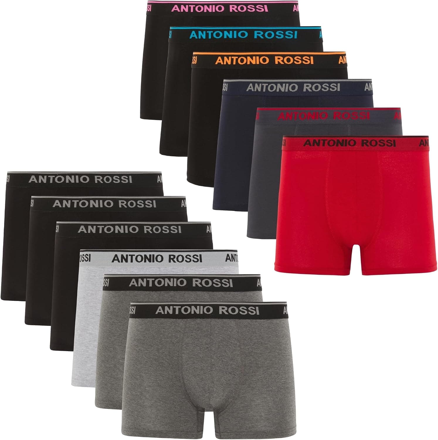 ANTONIO ROSSI (lot de 12) boxers ajustés pour hommes - Boxers pour hommes avec ceinture élastique