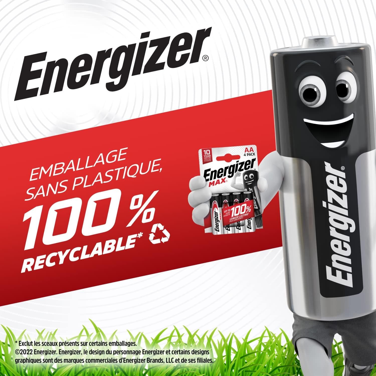 Energizer Max - Pile 9V (Lot de 2) - Alcaline Neuf Volts - Énergie Longue durée - pour Les Détecteurs de Fumée et Les Radios - Emballage 100% Recyclable et sans Plastique - Conservation 5 Ans