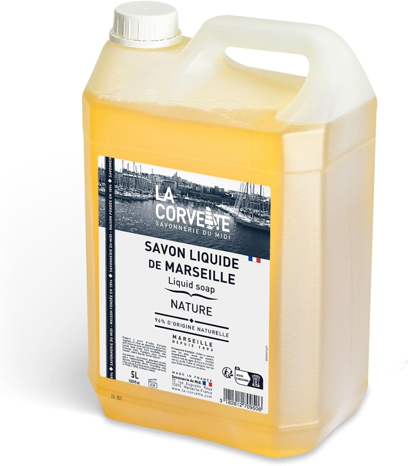 La Corvette - Savon liquide de Marseille NATURE – 5L – 96% d’ingrédients d’origine naturelle