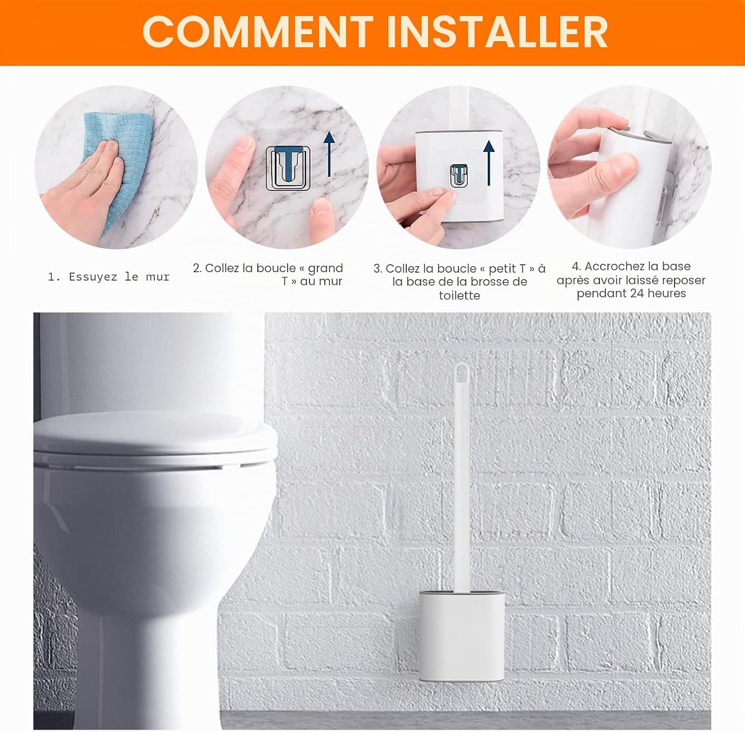 Ibergrif Brosse Toilettes WC Silicone et Supports, Balai Toilette WC Blanc