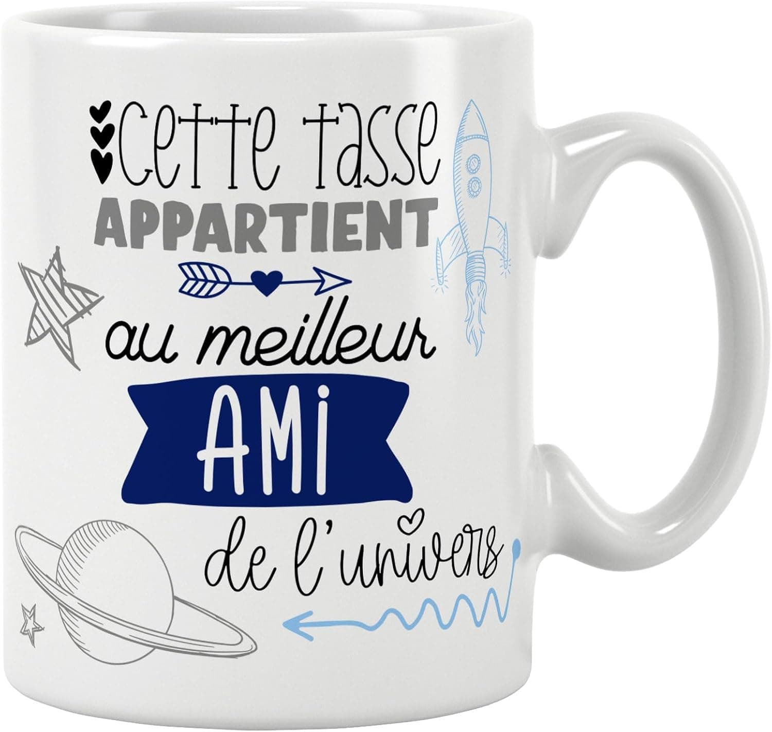Mug ami. Famille/Tasse – Le meilleur ami de l'univers - Cadeau anniversaire Cadeau original. Céramique haute qualité 11oz - 320 ML (AMI)
