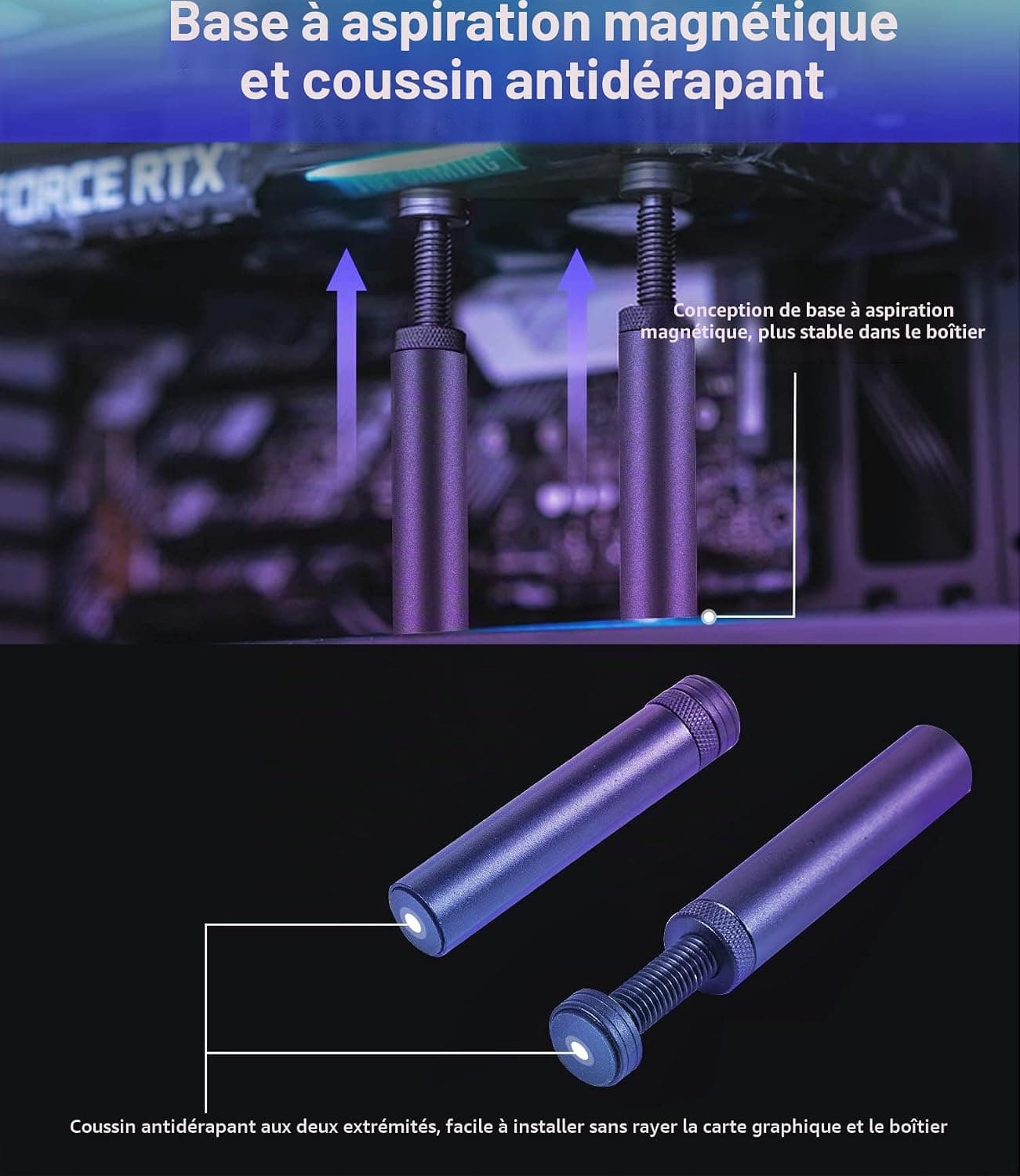 Support Carte Graphique, Support GPU, Support Carte Vidéo Aluminium, M(50mm-85mm)