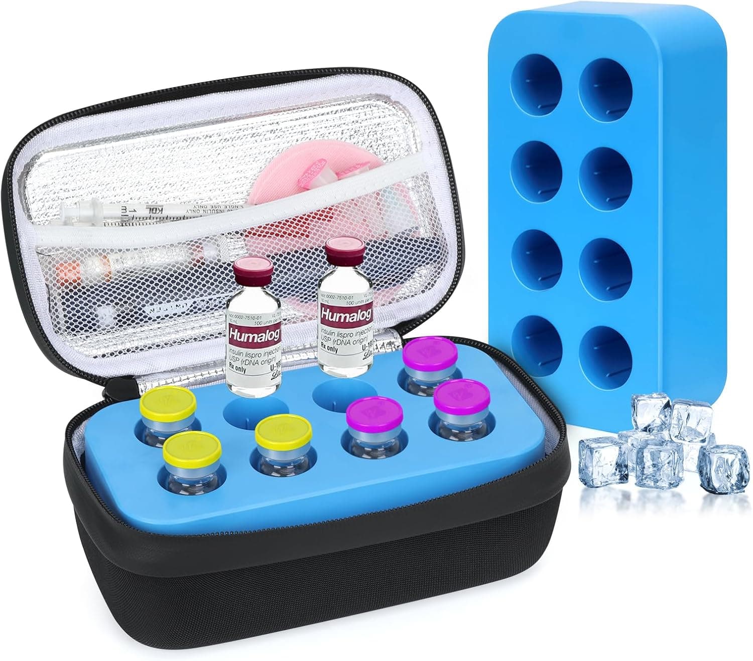 YOUSHARES Trousse Isotherme Insuline - Sac Isotherme Medicament Voyage pour Diabetique Affichage de la Température, Pochette Isotherme Insuline Injection avec Poche Glacière pour Stylo G4 Noir