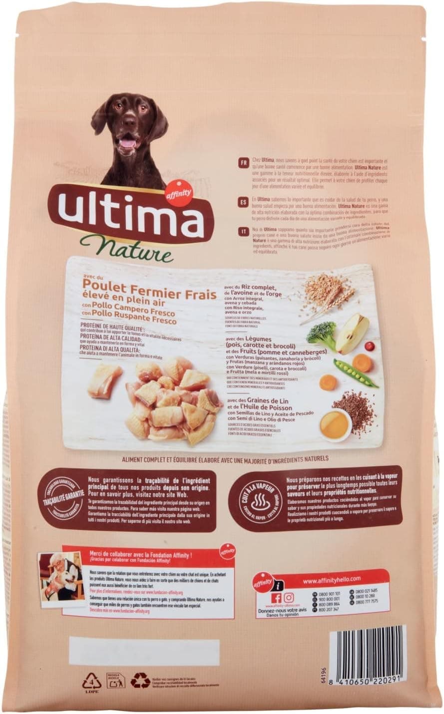 Ultima Nature Croquettes pour Chien Adult Medium/Maxi au Poulet - 3 kg