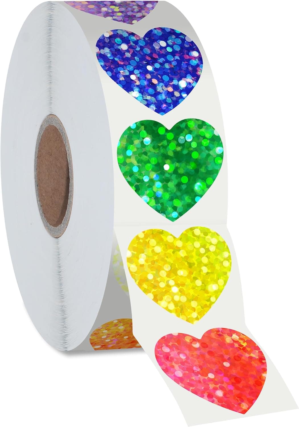 500 PCS Autocollants en forme de cœur pailletés, 8 couleurs Autocollants brillants métalliques auto-adhésifs imperméables et réfléchissants Décorations d'amour pour fournitures de mariage