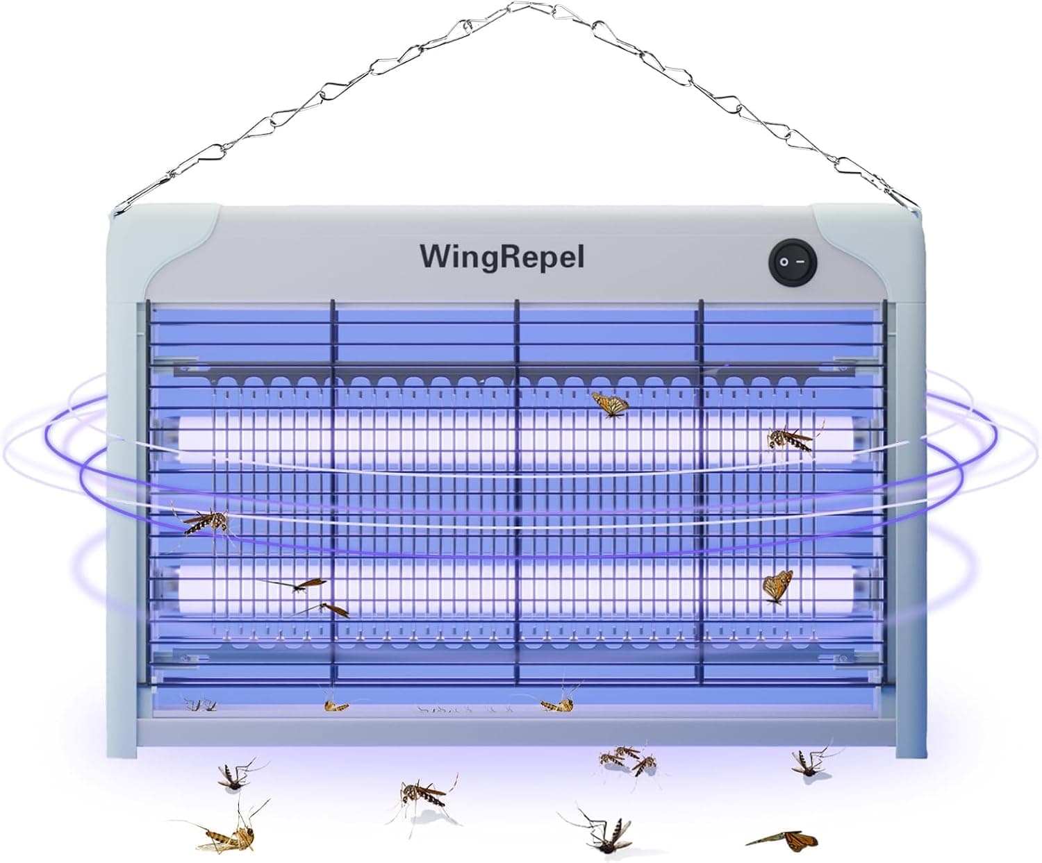 Destructeur d'insectes UV d'intérieur 2400 V, lumière bleue anti-moustiques 50-80 m2, 20 W Pro électrique pour la maison, la cuisine, le restaurant
