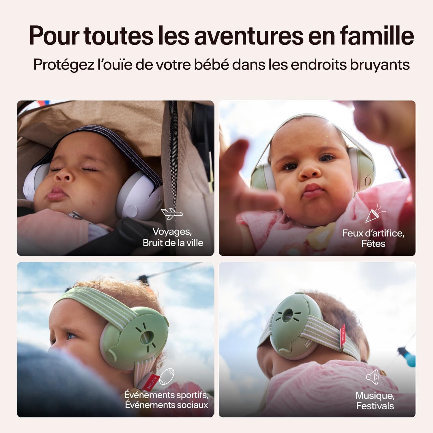 Alpine Muffy Baby Classic & Confort – Casque Anti Bruit Bebe, Certifiée CE, Bandeau Ajustable