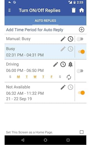 SMS Auto Reply PRO / Autoresponder / “Answering Machine”: auto reply with SMS or MMS to Missed Calls / Incoming Texts / WhatsApp, Facebook, Google Voice, once you would prefer not to be disturbed