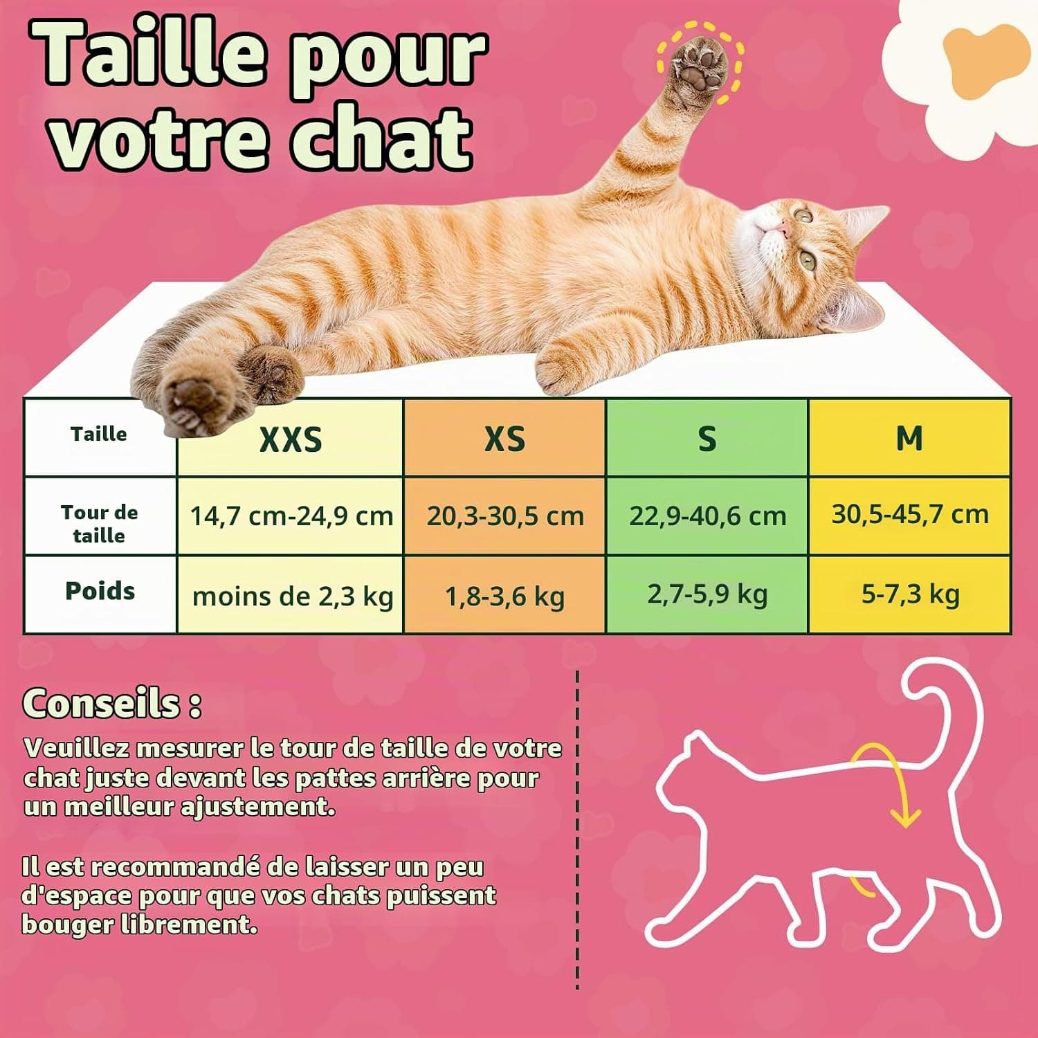 MICOOYO Lot de 24 Couches pour Chiens Femelles, Couches pour Chats Super Absorbantes avec Trous en Mousse Réglables, Pantalons de Couches Jetables pour Chiens Femelles en Chaleur (XS,Fleur Rose)