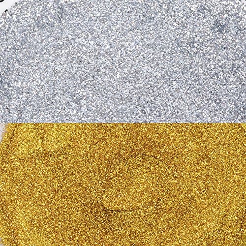 JNCH 50g Poudre Paillettes Doré + 50g Poudre Paillettes Argenté Scintillant pour Décoration Noël Loisirs Créatifs Manucure Ongles Nail Art