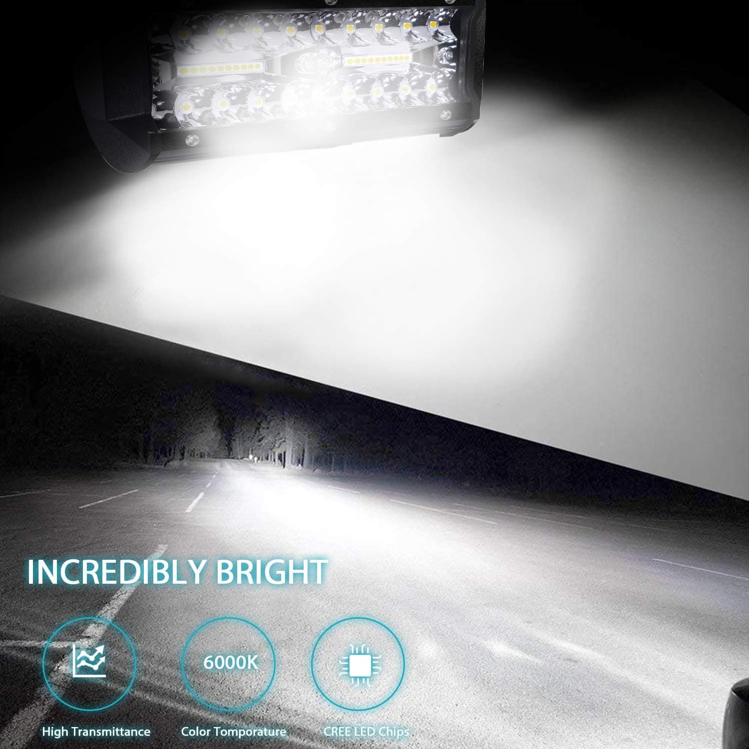 Phare de Travail 12V 300W 7'' Projecteur LED Voiture 12v Etanche IP67 Spot Flood Feux Antibrouillard 27,000lm Camion Tracteur SUV Bateau(2 PCS)