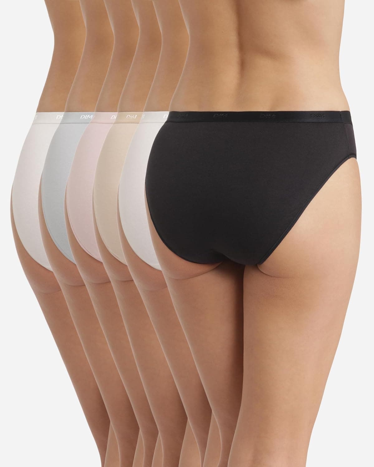 DIM Culottes Femme Lot de 6 | Les Pockets EcoDIM Coton | Douceur & Confort | Ceinture Invisible | Multicolores | Style Classique