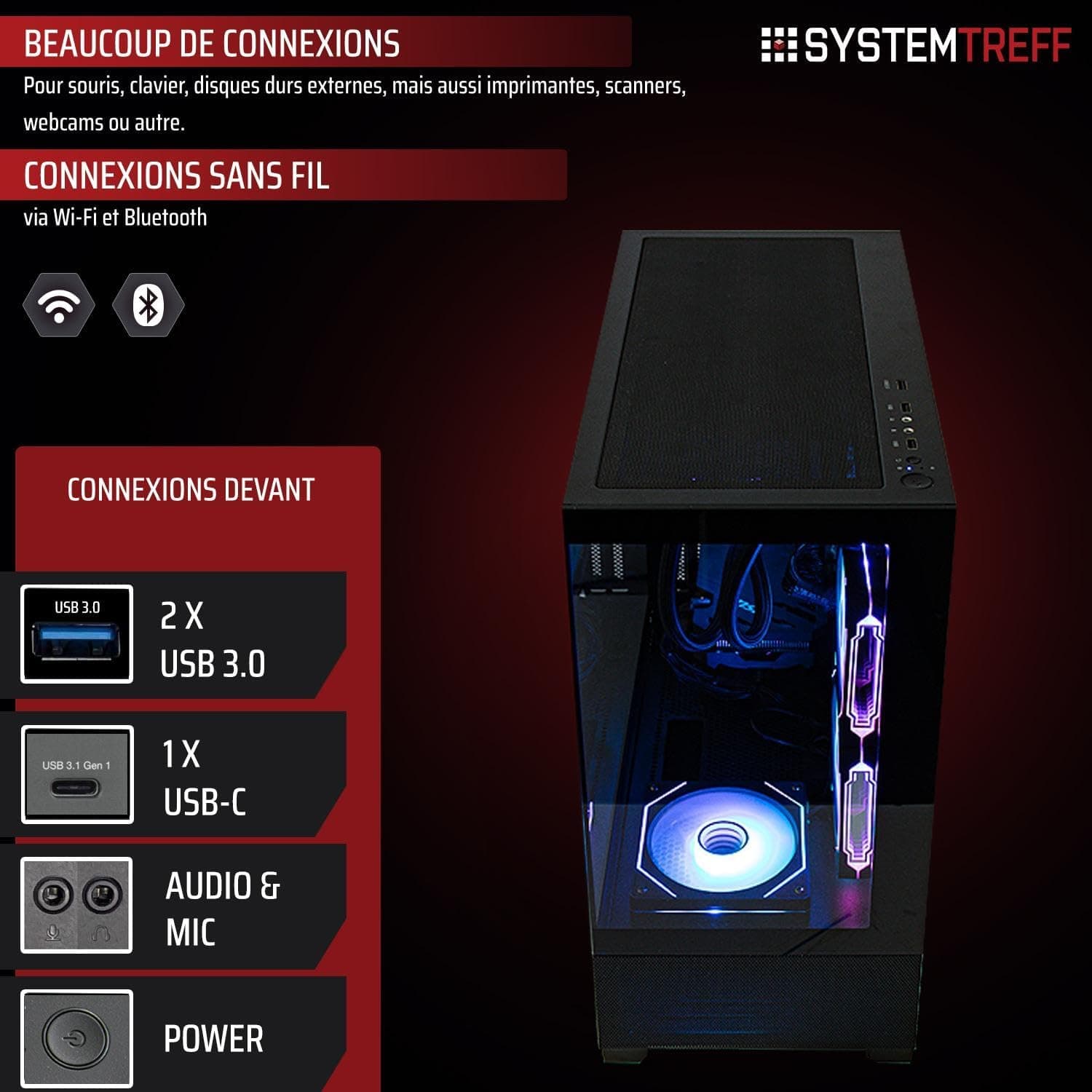 SYSTEMTREFF PC Gamer - AMD Ryzen 7 5700X - RTX 5070 12 Go