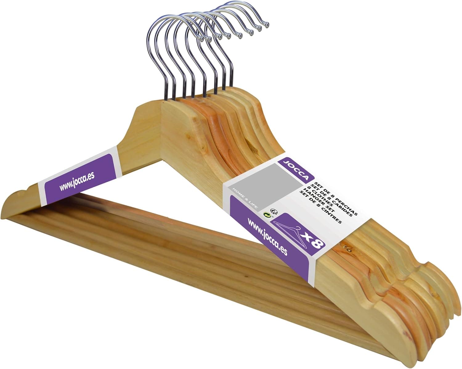 Jocca cintres en Bois, Bois, Multicolore, 44 x 16 x 1.1 cm