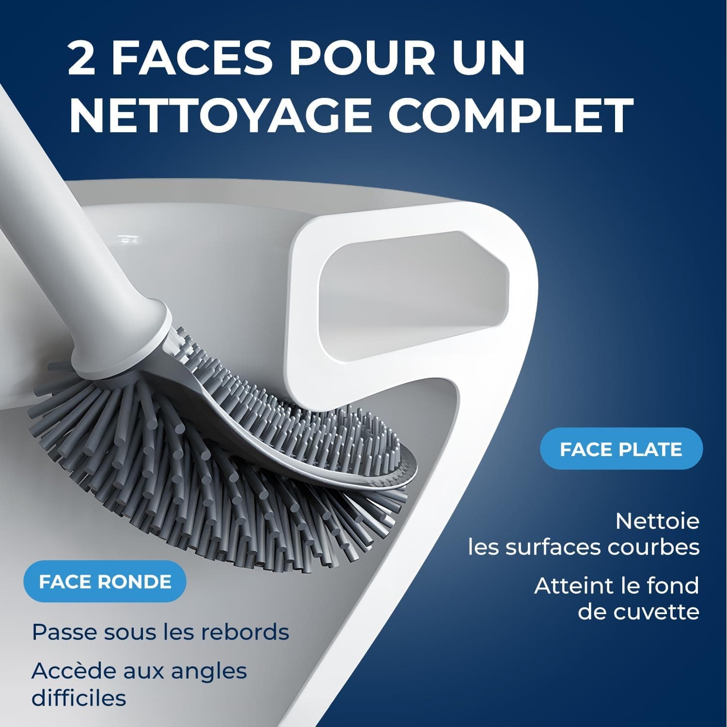 STARWAX Brosse Toilette Silicone avec Attache Murale, Blanche