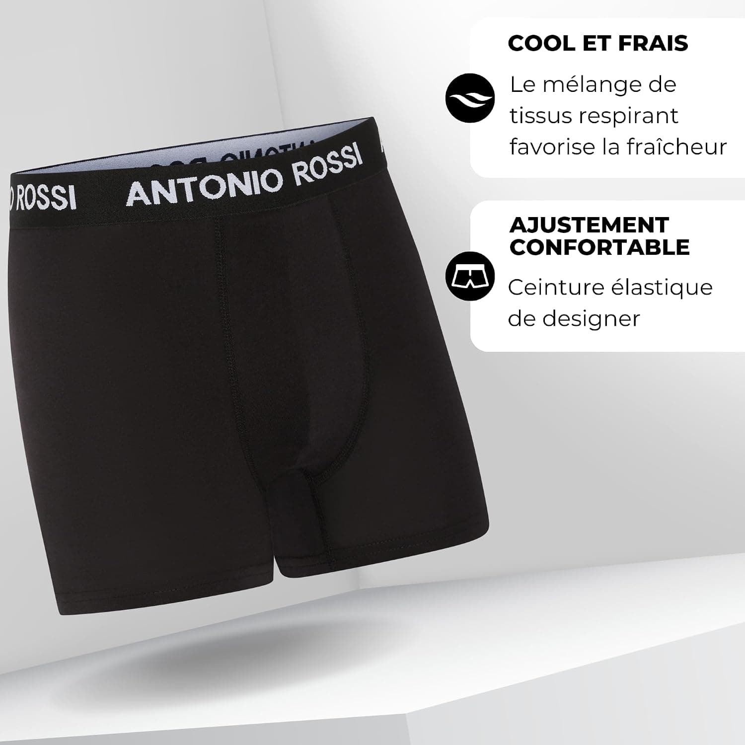 ANTONIO ROSSI (lot de 12) boxers ajustés pour hommes - Boxers pour hommes avec ceinture élastique