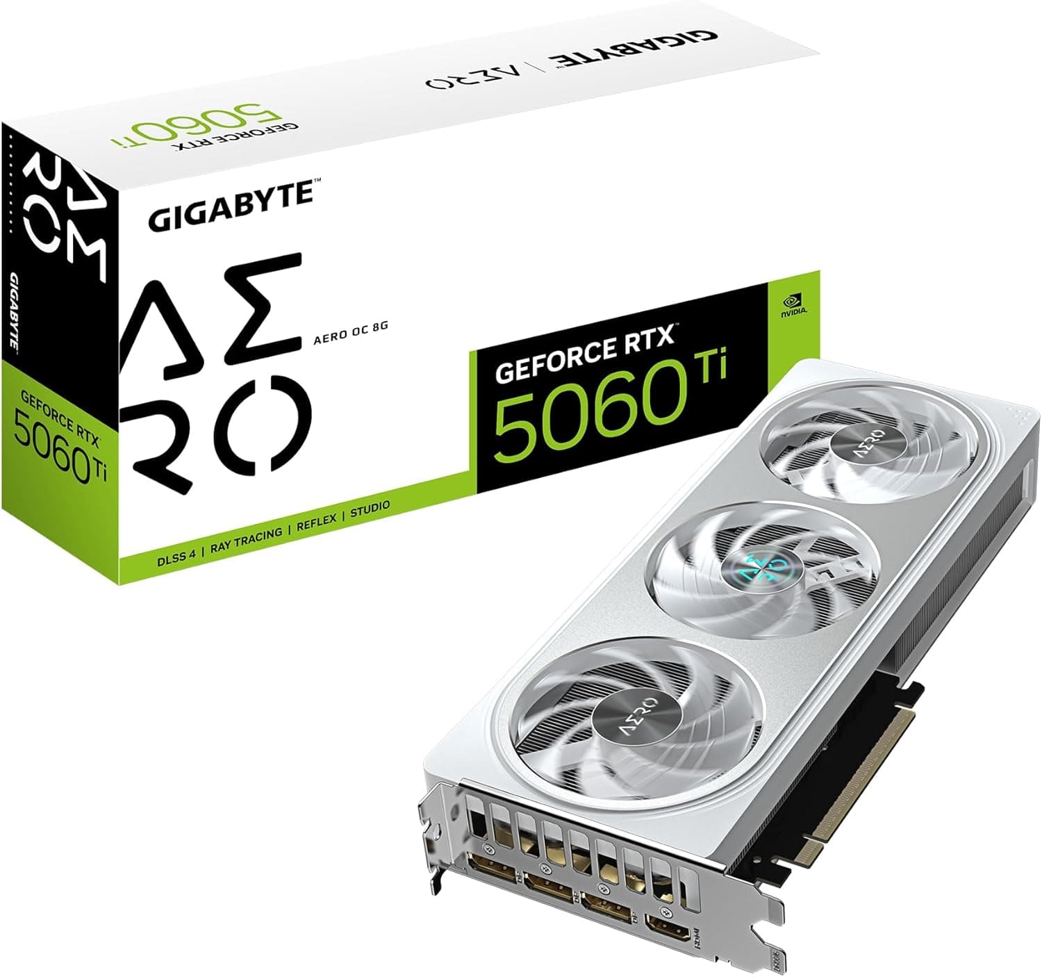 GIGABYTE GeForce RTX 5060 Ti Aero OC 8G Carte Graphique – 8 Go GDDR7, 128 Bits, PCI-E 5.0, 2647 MHz Fréquence du processeur, 3 x DisplayPort, 1 x HDMI, GV-N506TAERO OC-8GD