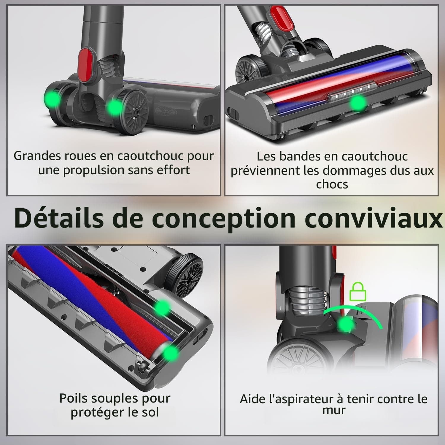 Brosse avec rouleau doux pour Dyson V7 V8 V10 V11 V15