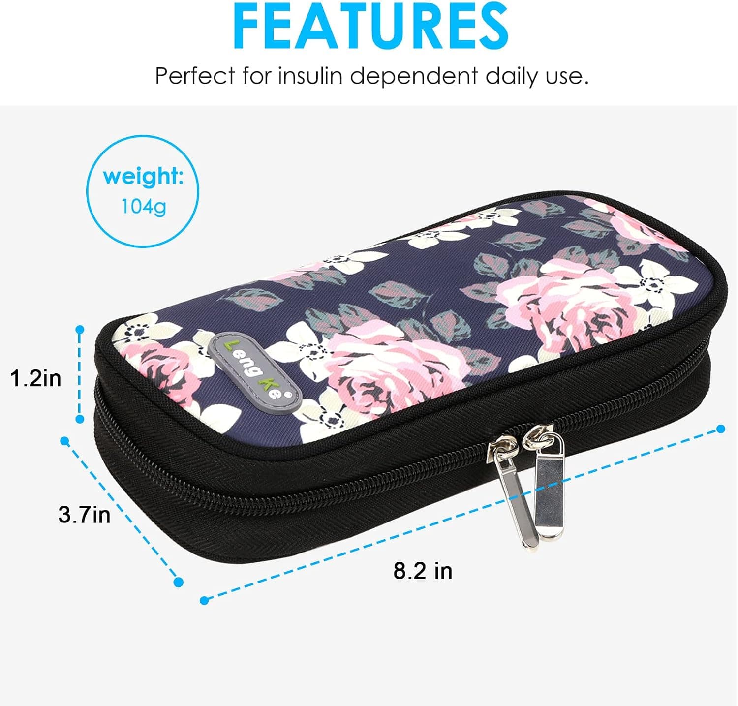 YOUSHARES Pochette Isotherme Insuline - Trousse Isotherme pour Médicament avec 2 Sac de Glace pour Garder Les Fournitures en sécurité et au Froid(Sac Fleur)