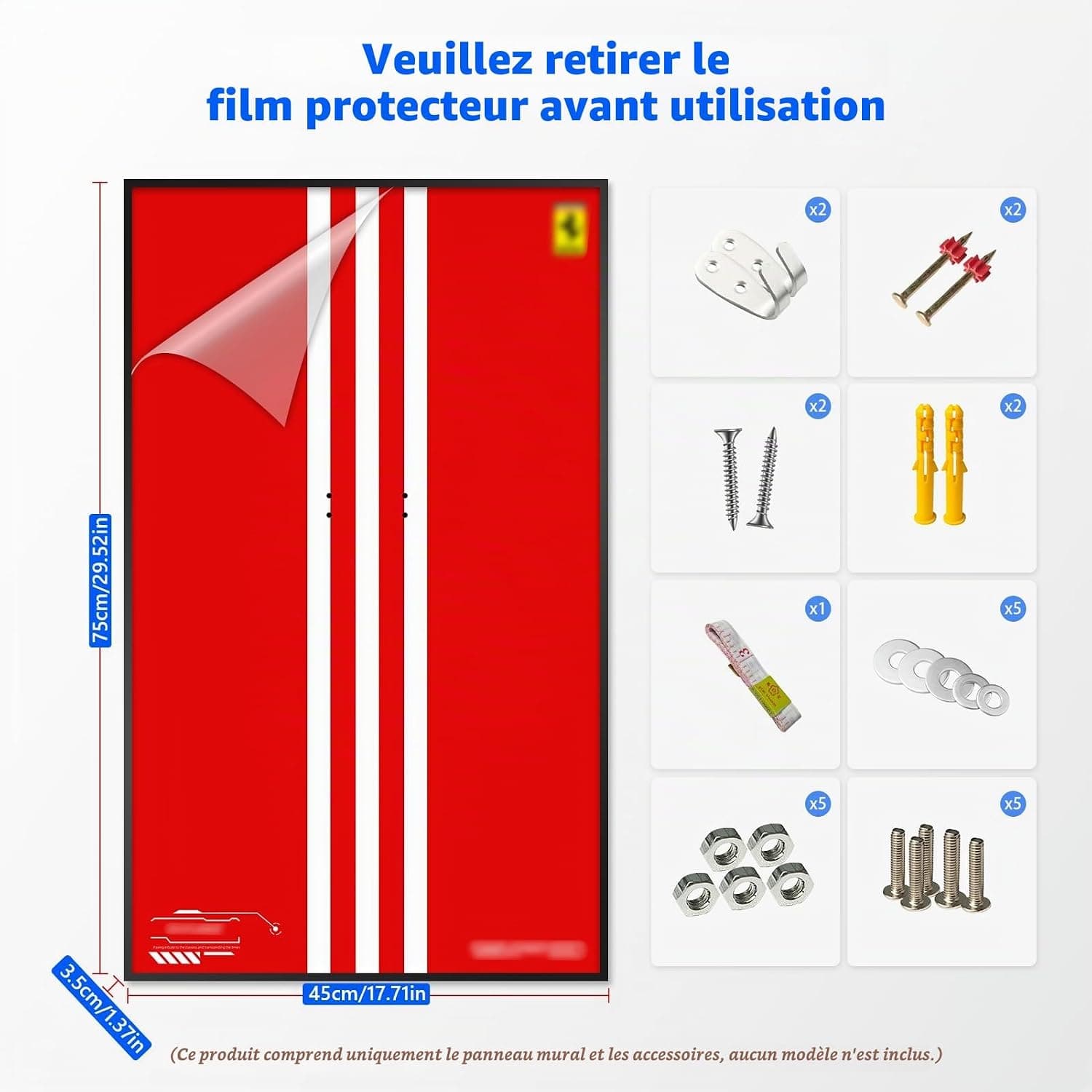 WETCEAOM Cadre d'affichage Mural Compatible avec Lego Technic 42143 Ferrari Daytona SP3, Tableau d'affichage Mural Compatible avec Lego Les Amateurs, Taille : 75x45 cm