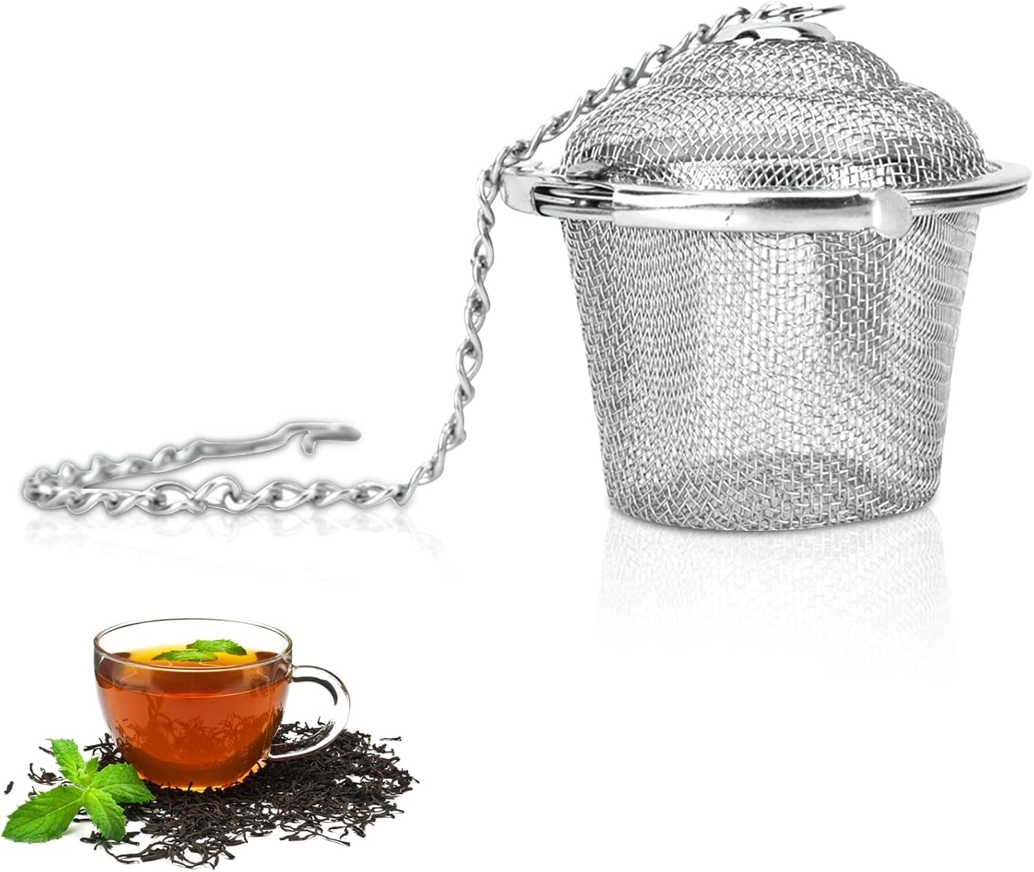 Infuseur à thé pour thé en vrac,Infuseur à Thé en Acier Inoxydable,Filtre à Thé avec Chaîne, boule à thé filtre à thé passoire à thé en acier inoxydable avec crochet à chaîne pour tasses et théières