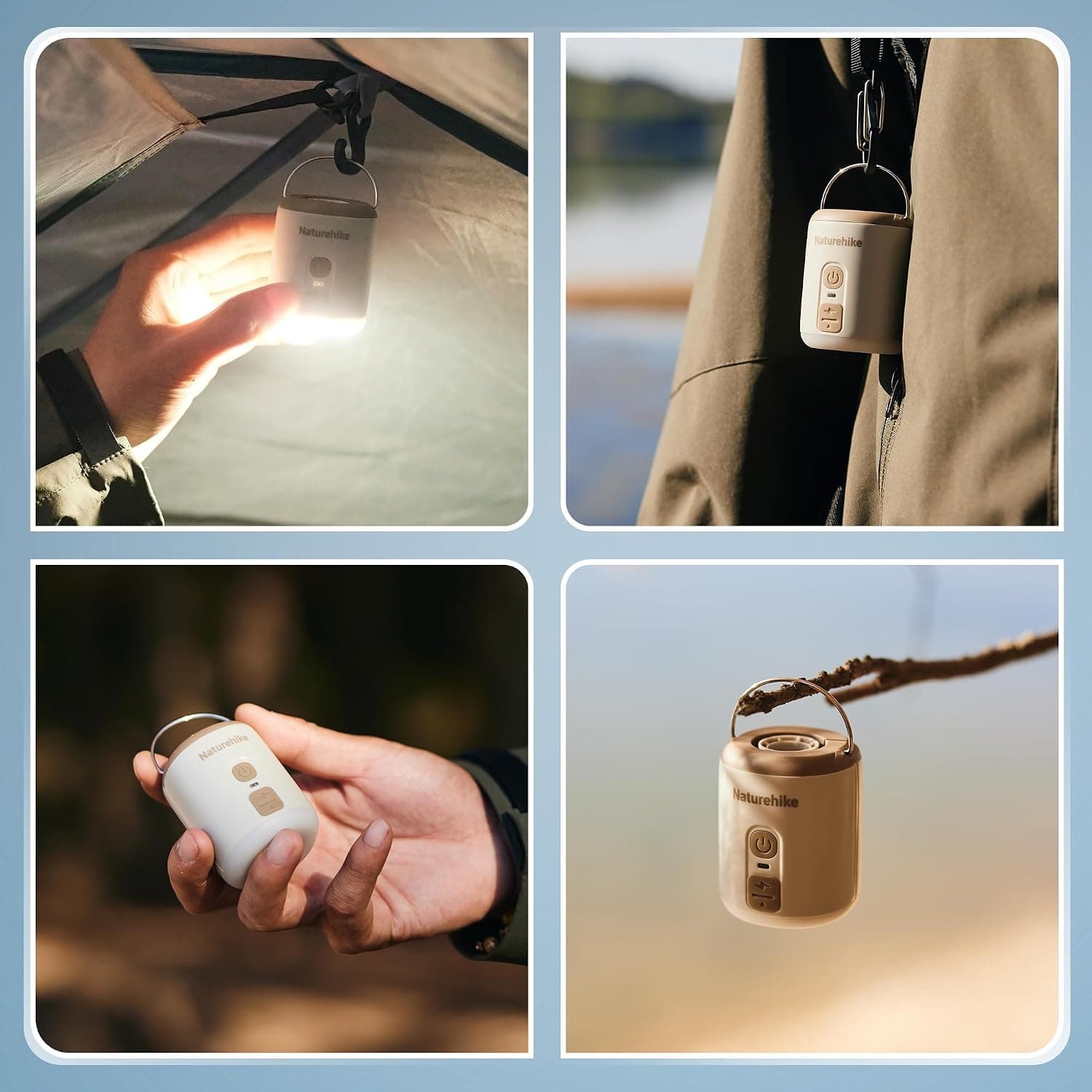 Naturehike Wind-Mini 1600 mAh Pompe à air à Batterie Rechargeable USB-C Mini Pompe à air de Camping Pompe à air électrique portative éclairée Pompe à air sur Coussin d'air avec 6 Buses d'air