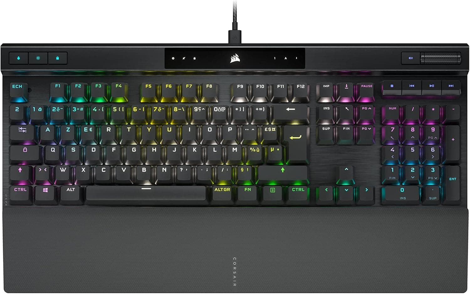 CORSAIR K70 RGB PRO Clavier de Jeu Mécanique Filaire – Interrupteurs Linéaires Cherry MX Red, SOCD, PBT Double-Shot Keycaps, 8000Hz Hyper-Polling, NKRO, Anti-Ghosting, Tournoi Switch, AZERTY FR – Noir