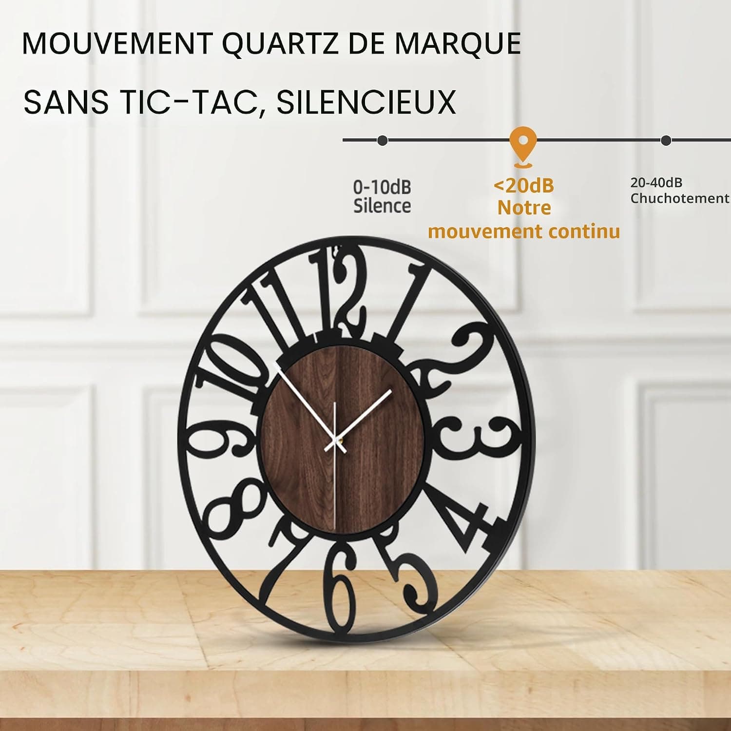 Horloge Murale Design Moderne et Vintage, Silencieuse sans Tic-Tac, Grande Horloge Murale Géante XXL, Disponible en 34cm, 40 cm, 50 cm, 60 cm, 80 cm, Idéale pour Le Salon Cuisine Bureau
