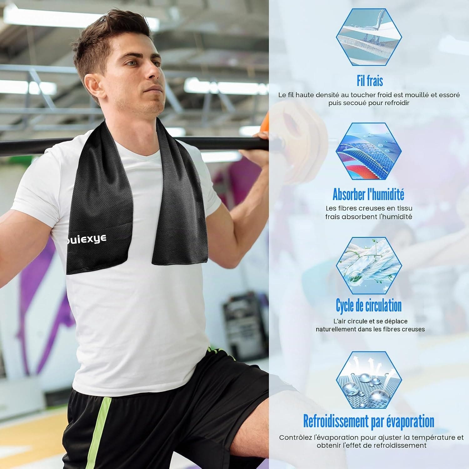 Lot de 10 serviettes rafraîchissantes 100 x 30 cm, serviette de refroidissement en microfibre, 10 couleurs, serviette rafraîchissante à refroidissement instantané pour le sport, le fitness