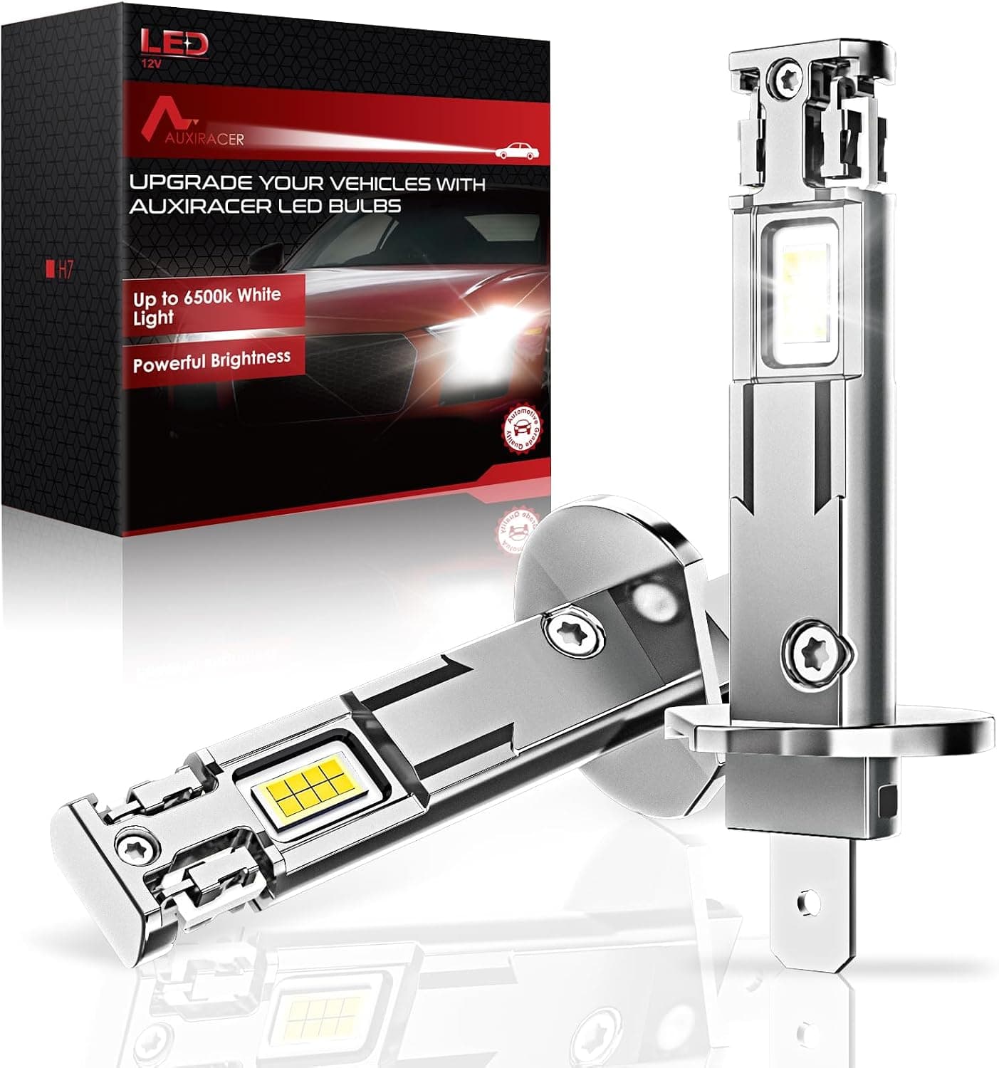 AUXIRACER H1 LED Ampoules, 32000LM, 6500K Blanc Froid 120W, 2026 Ampoule de Phare H1 LED, Format Mini 1:1 Plug and Play per Auto e Moto, 2 Pièces